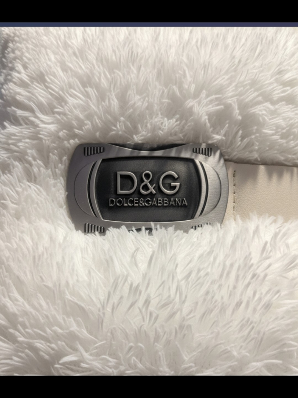 D&G Dolce & Gabbana Logo Buckle Belt in Beige